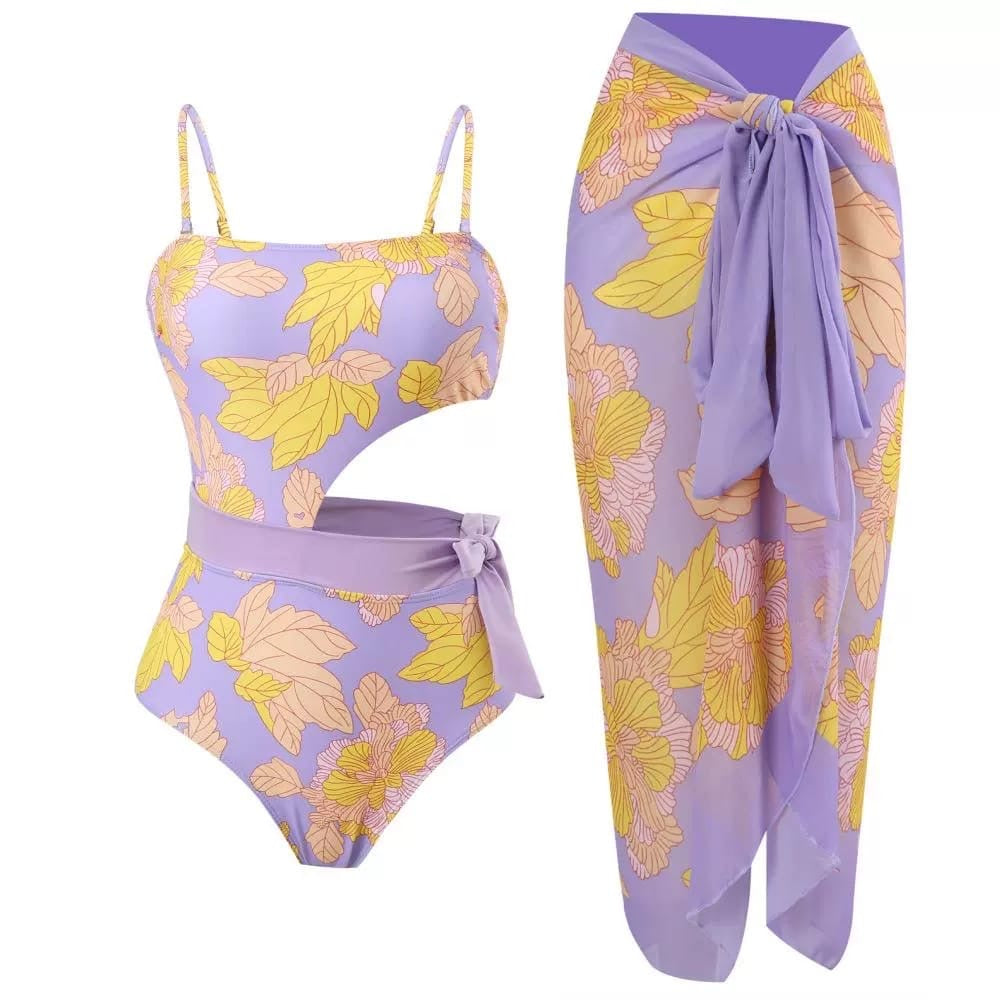 Lilac  swimsuit with sarong