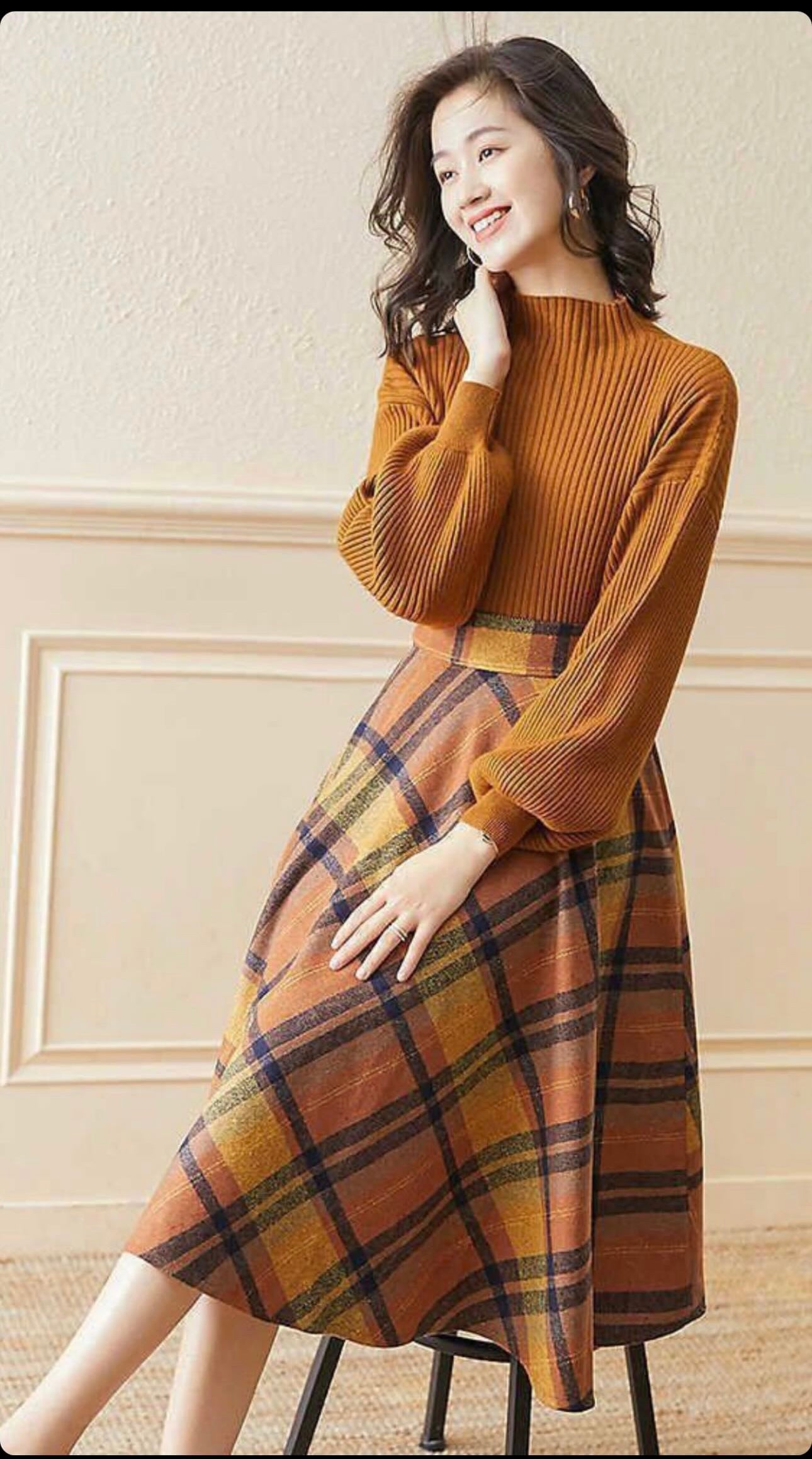 Alberta checked skirt set