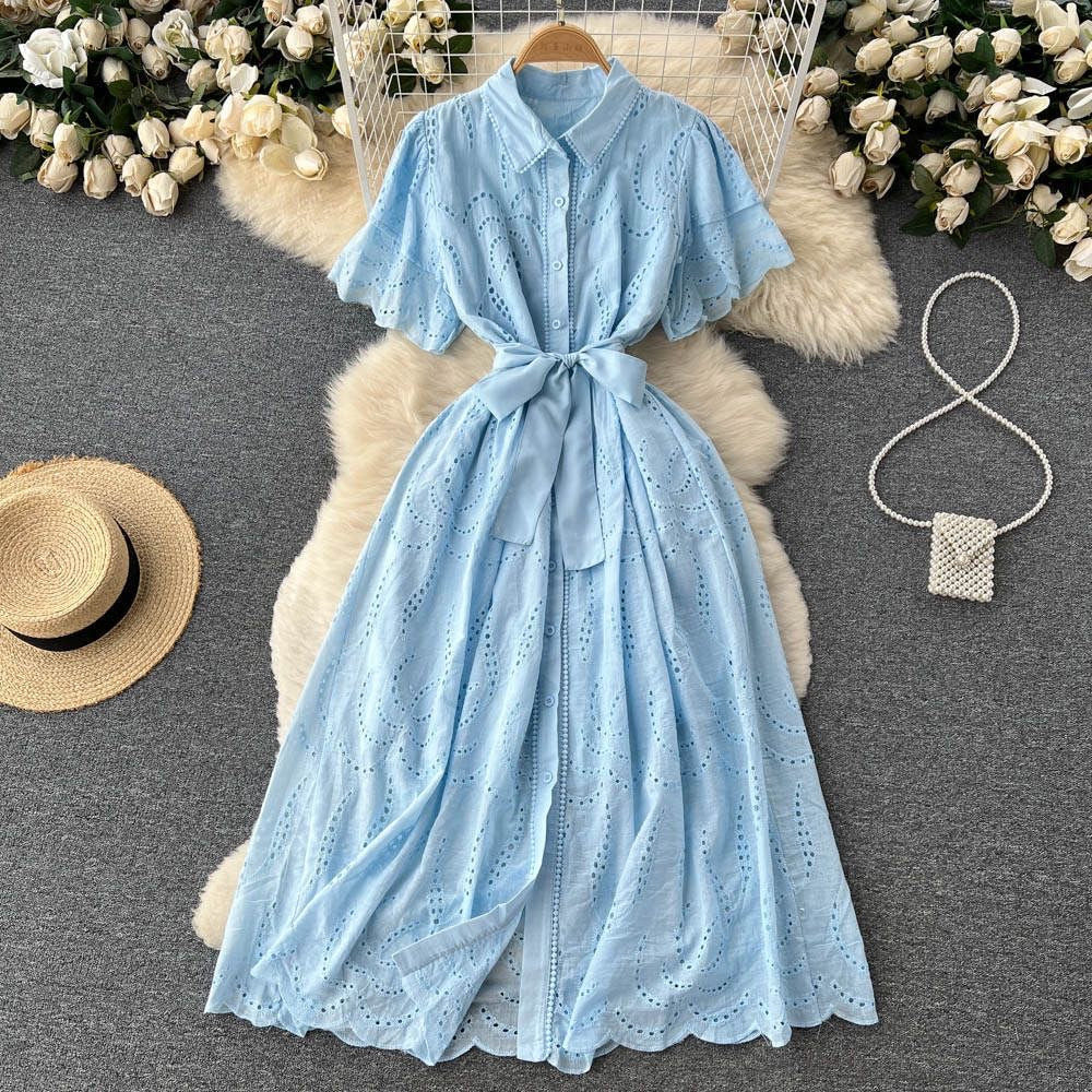 Tuscany cotton dress sky blue