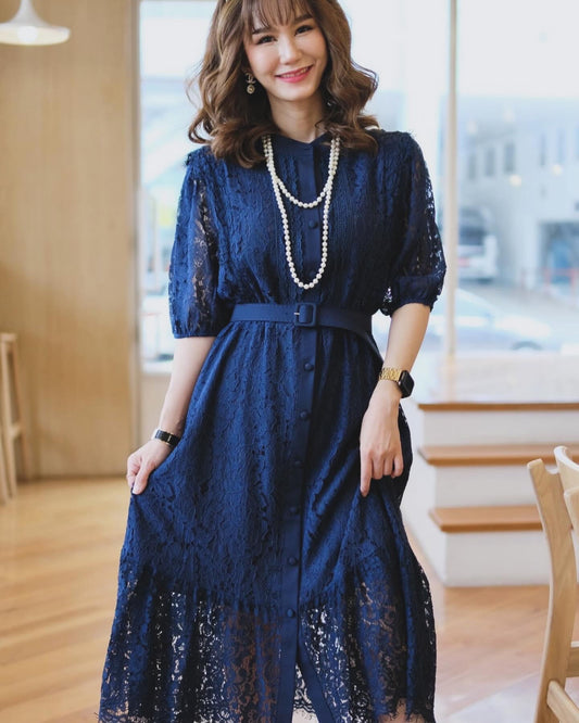 Meredith laced dress royal blue