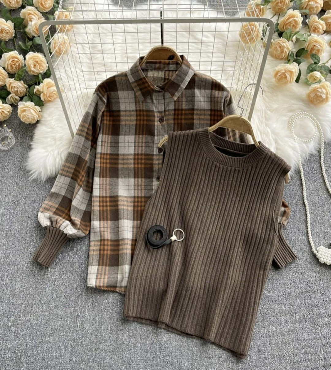 Helen plaid shirt coffee