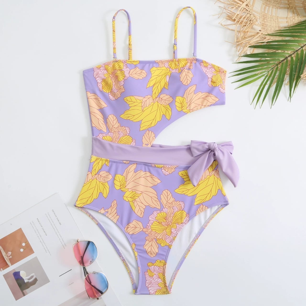 Lilac  swimsuit with sarong