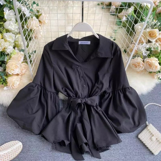 Ballon sleeve top black