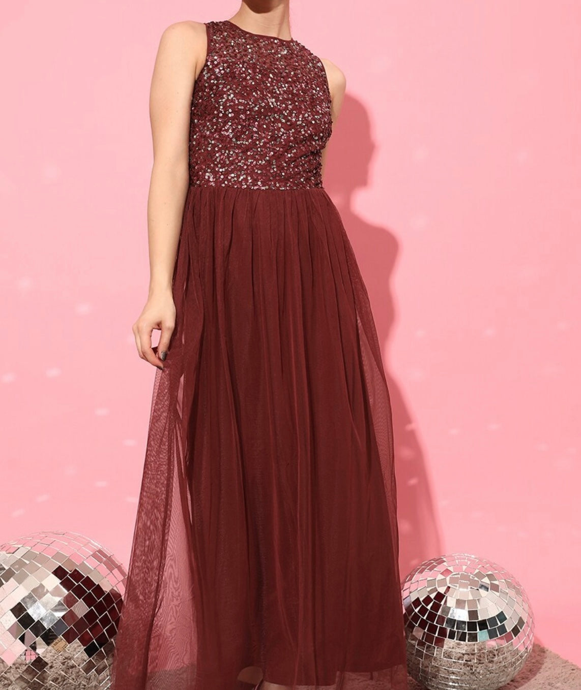 Jenner sequin dress maroon