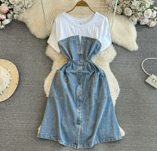 Jane denim dress white