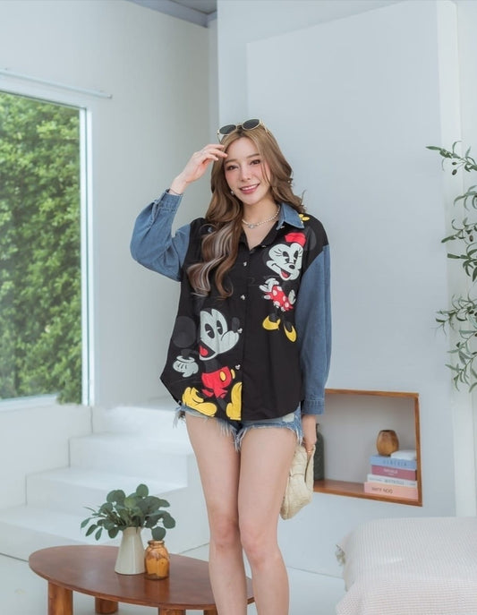 Mickey Mouse shirt denim black