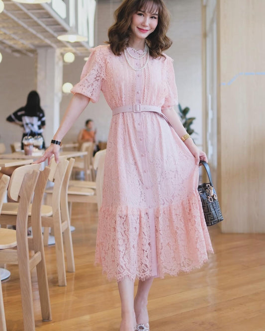 Meredith laced dress pink