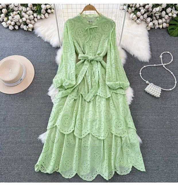 Maria summer cotton dress olive