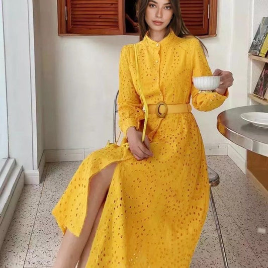 Christopher lace dress yellow