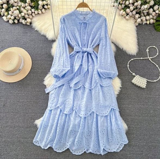 Maria summer cotton dress pale blue