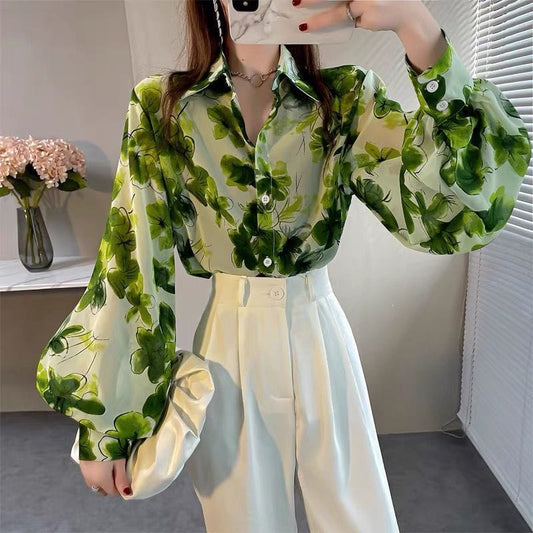 Printed shirt lime