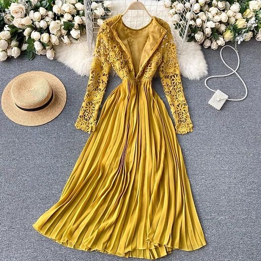 Kaaley laced dress mustard