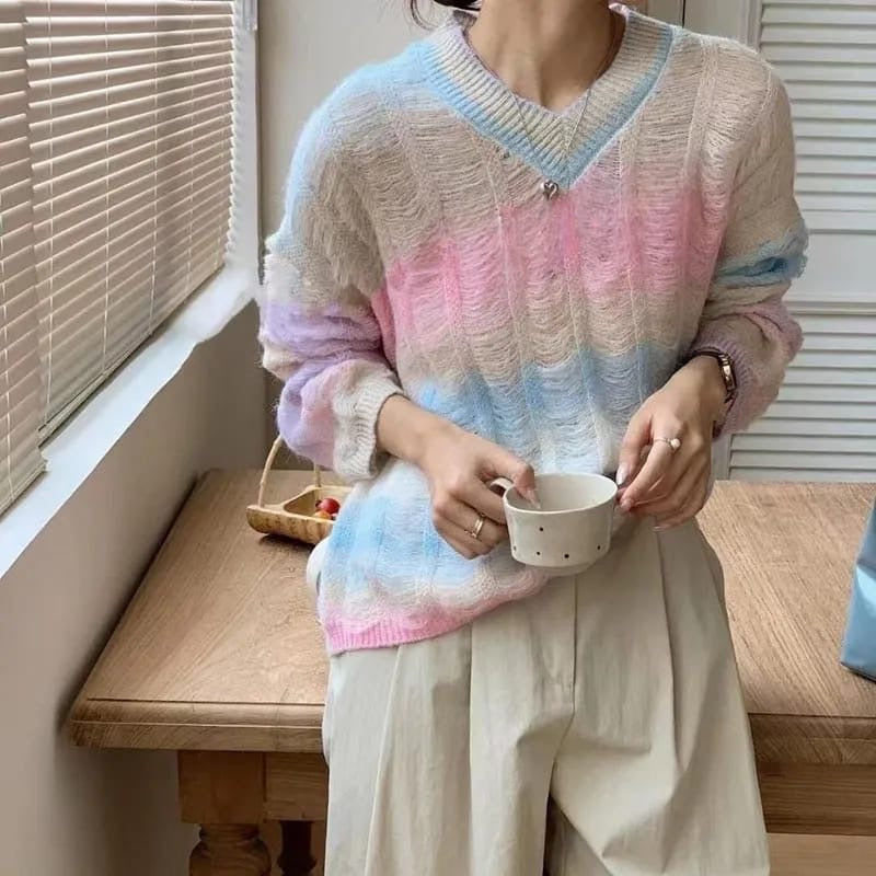 Rainbow pullover baggy style