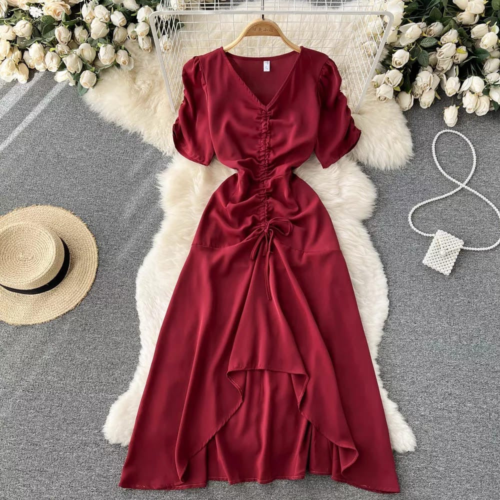 Moses dress red wine