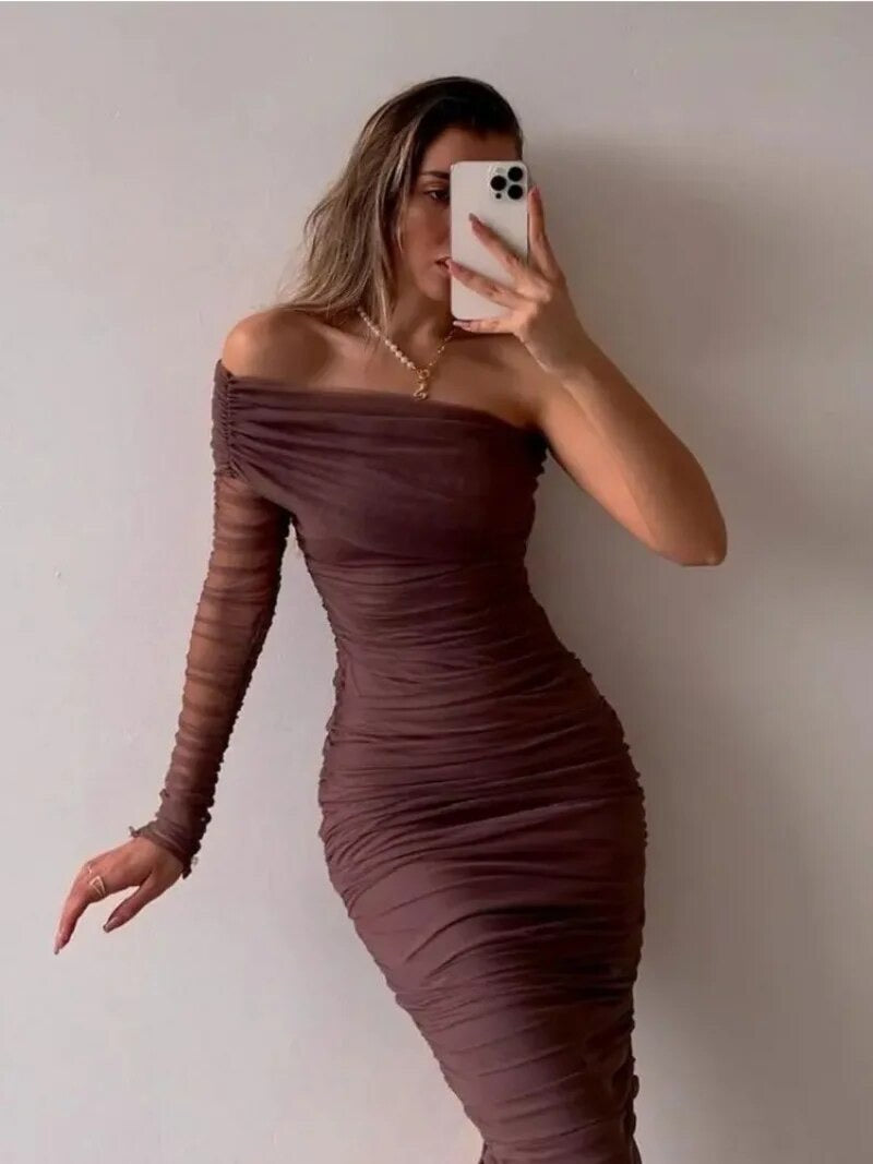 Senorita  bodycon dress mocha