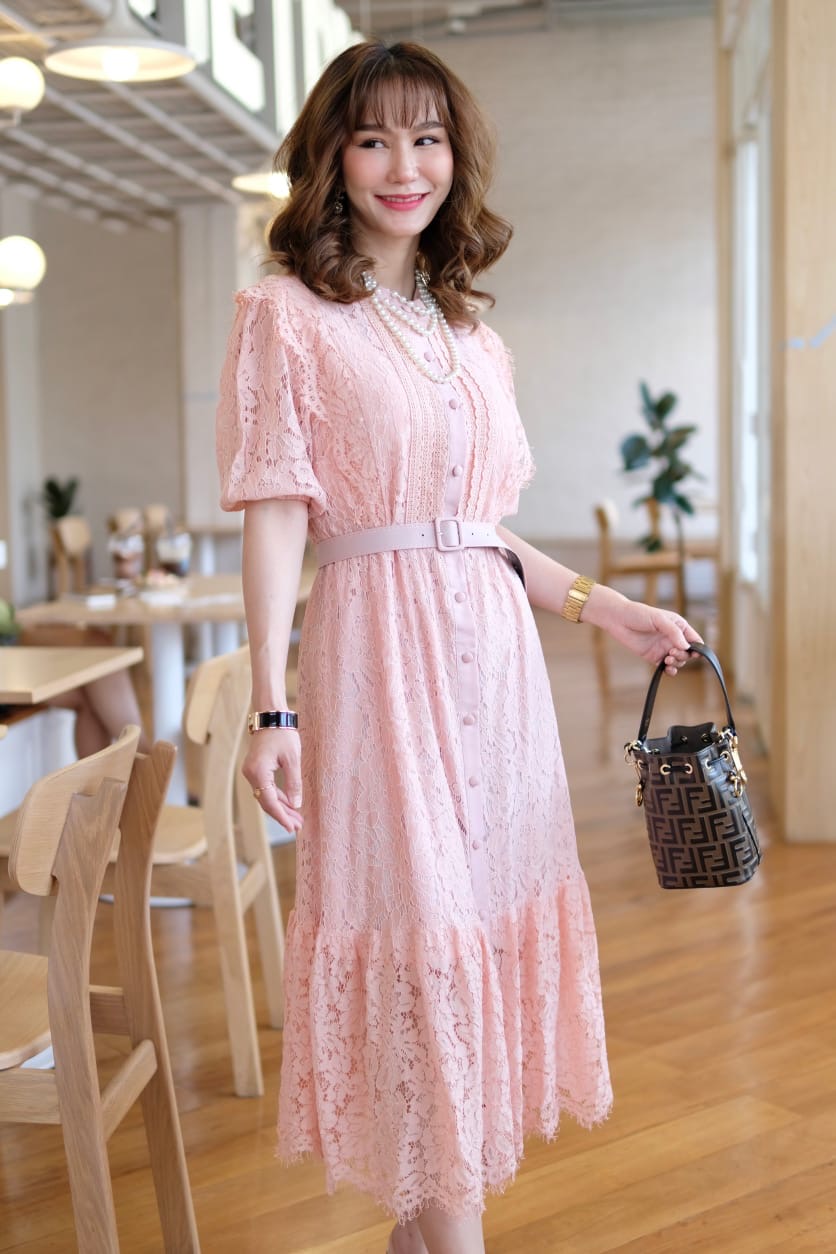 Meredith laced dress pink