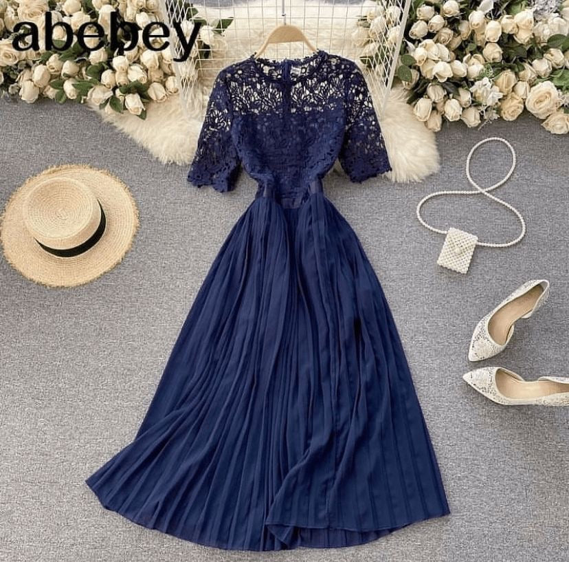 Kelly laced dress navy blue