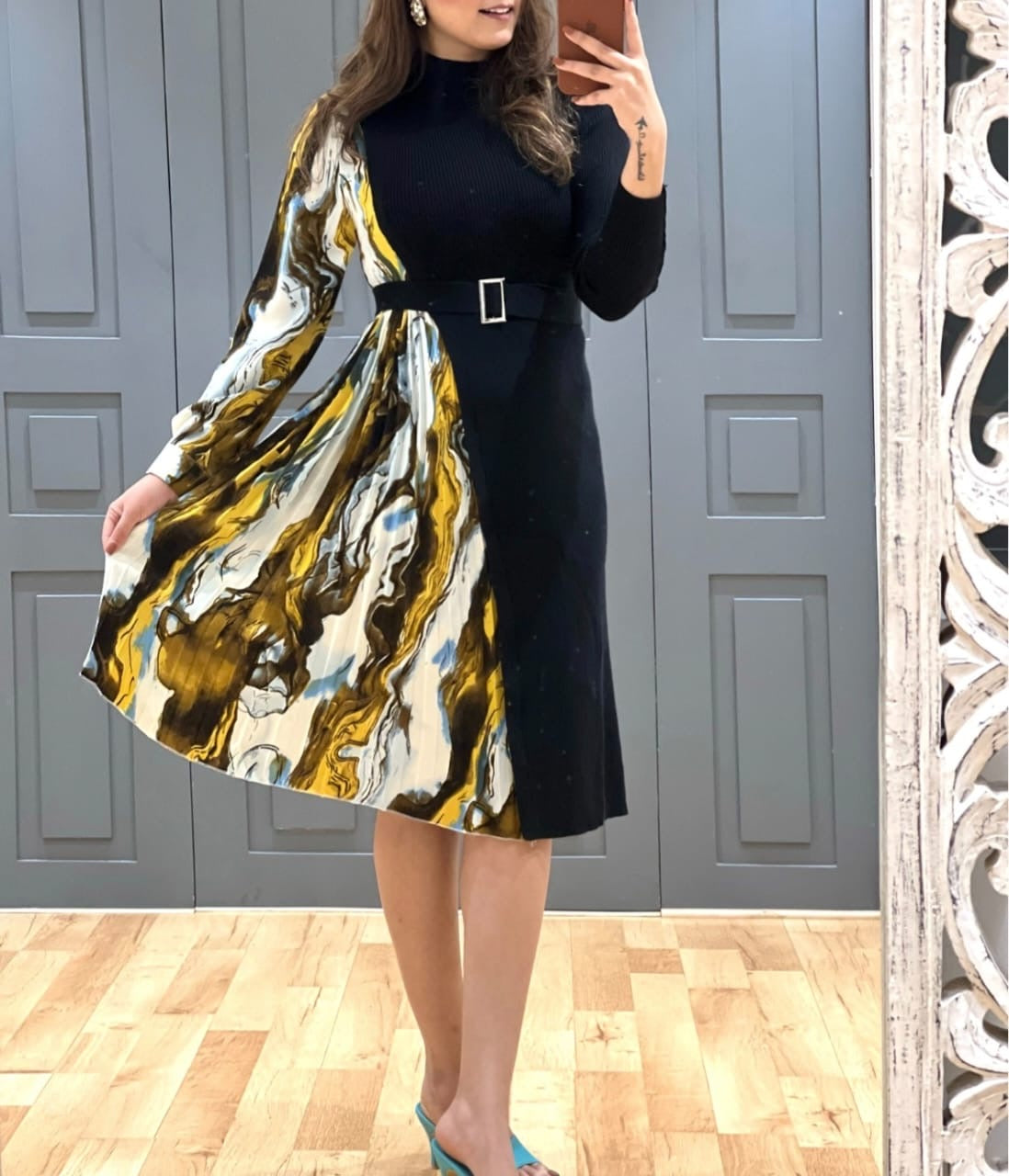 Fendi dual tone dress yellow