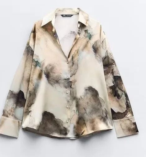 Satin printed shirt