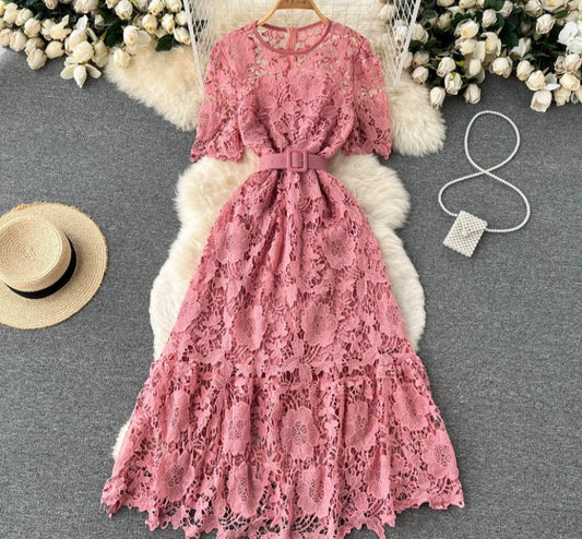 Heather laced dress pink