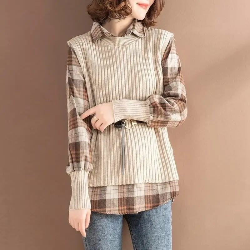 Helen plaid shirt beige