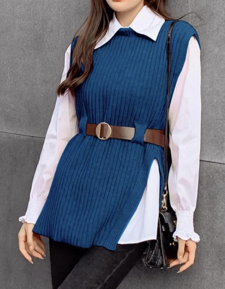 Kendal knitted shirt blue