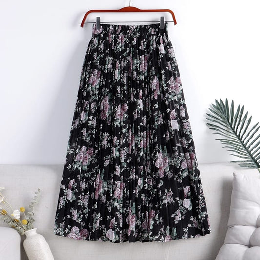 Printed Pleated Skirt