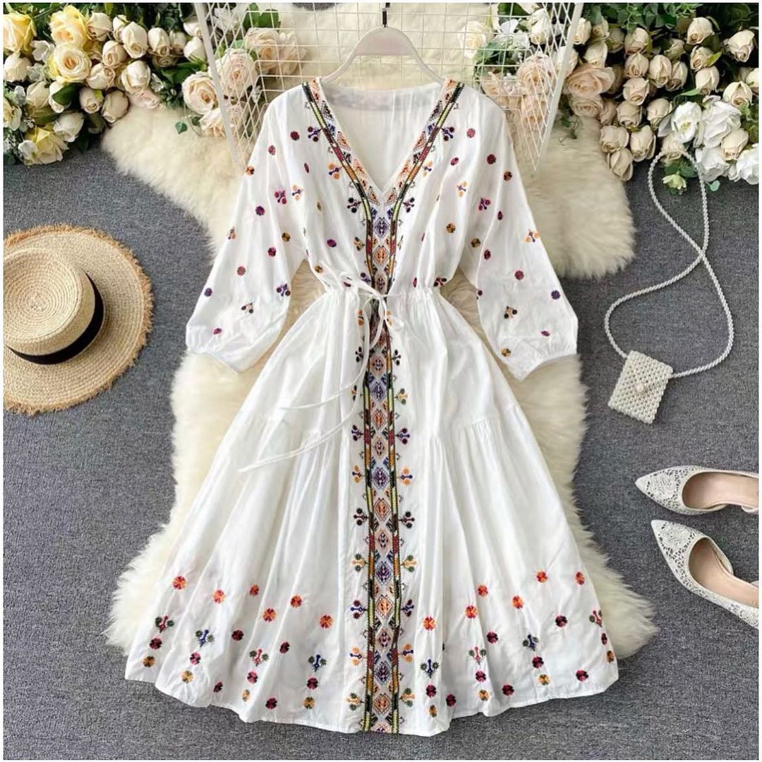 Bohemian vintage white dress