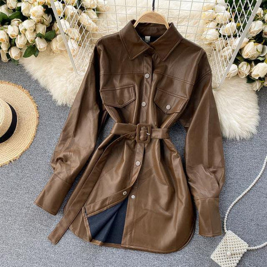 Jeremiah leather dress brown