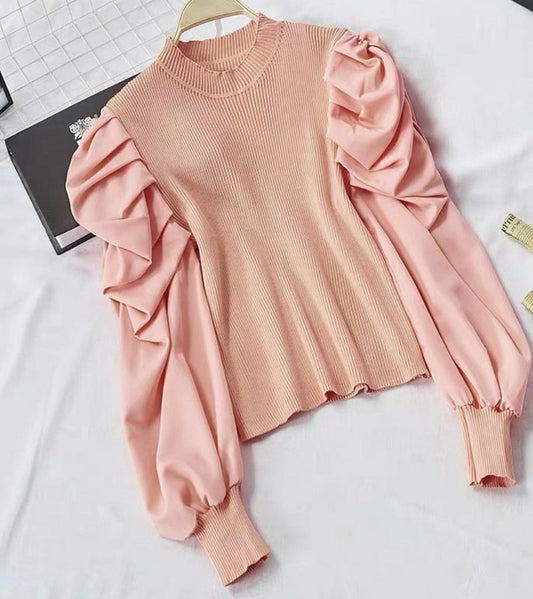 Puffed Sleeve Bradshaw Blouse - Pink