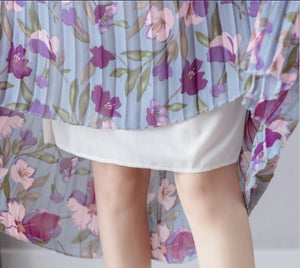 Purple Garden - Pleated Skirt
