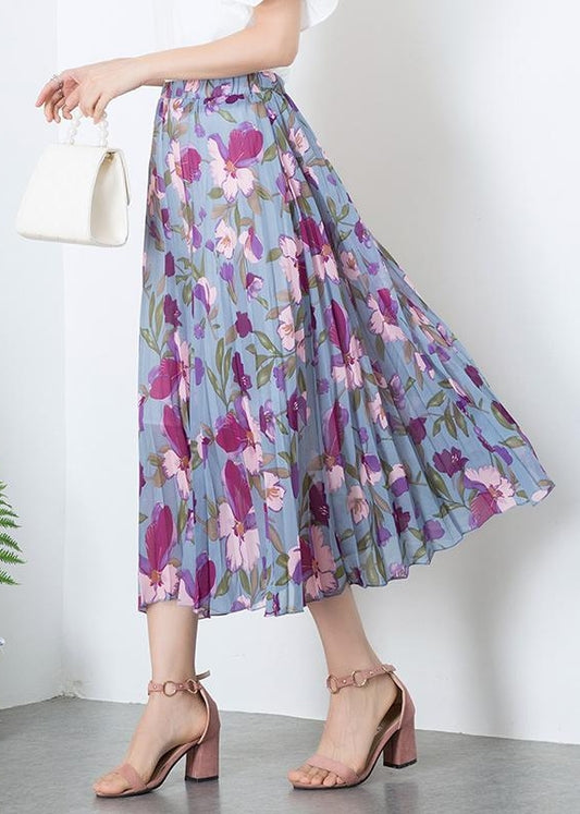 Purple Garden - Pleated Skirt