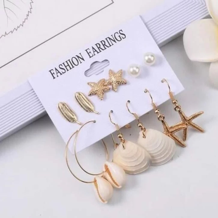 beach shell earrings set