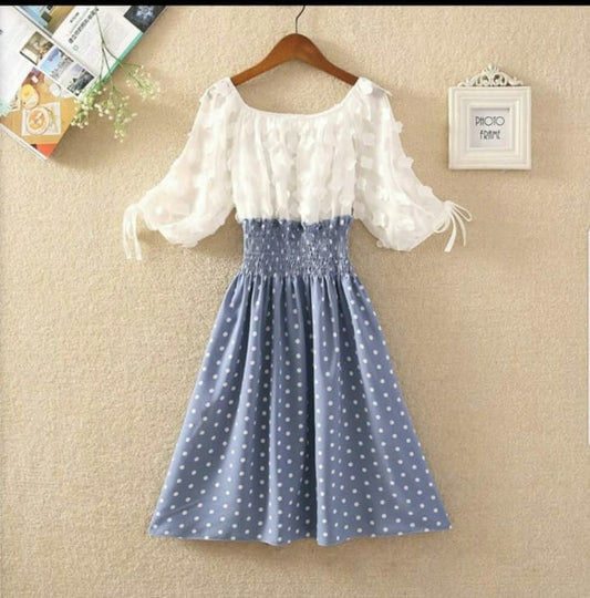 Senorita Pink Polka Dots Dress blue