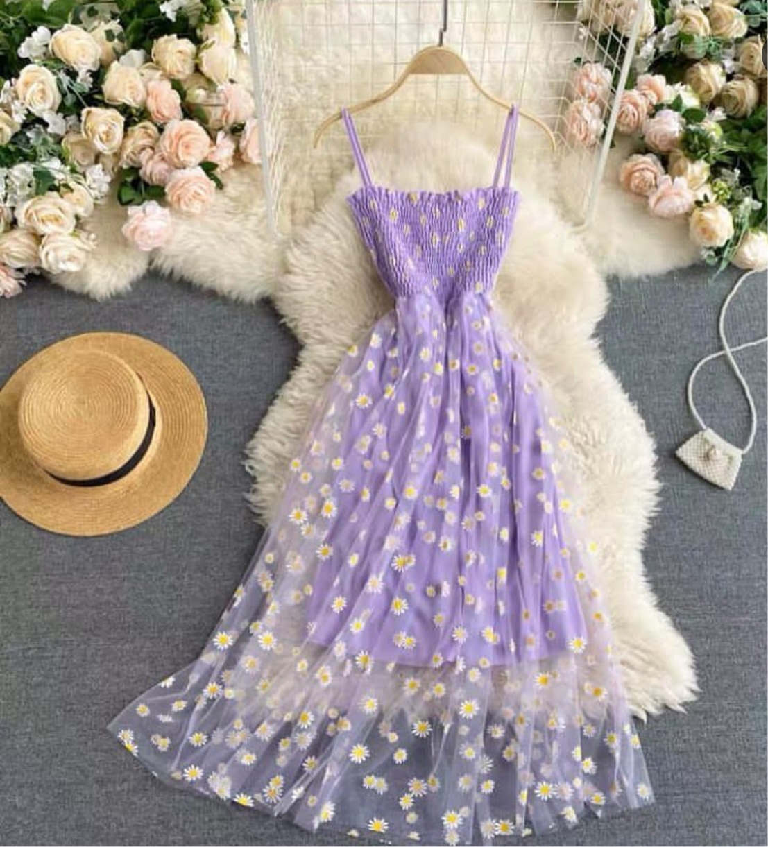 Lily mesh Dress -Lilac