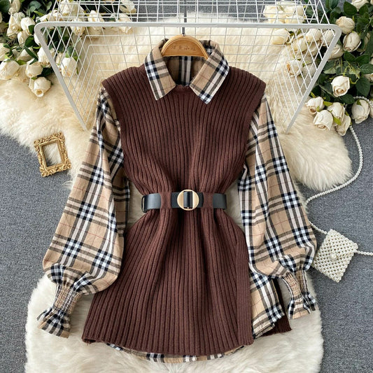 Jonathan plaid sweater brown