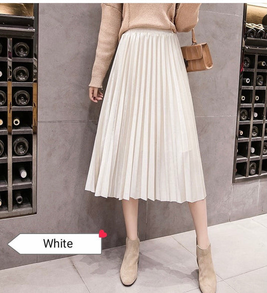 Chroma Metallic pleated skirt pearl