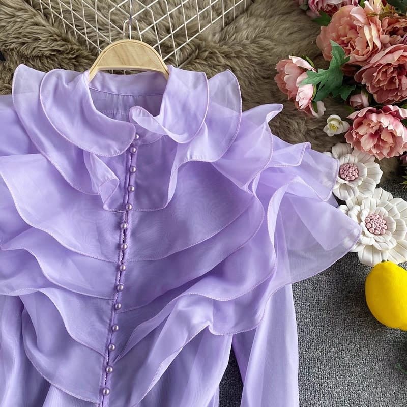 Hailey Ruffled Blouse -Lilac