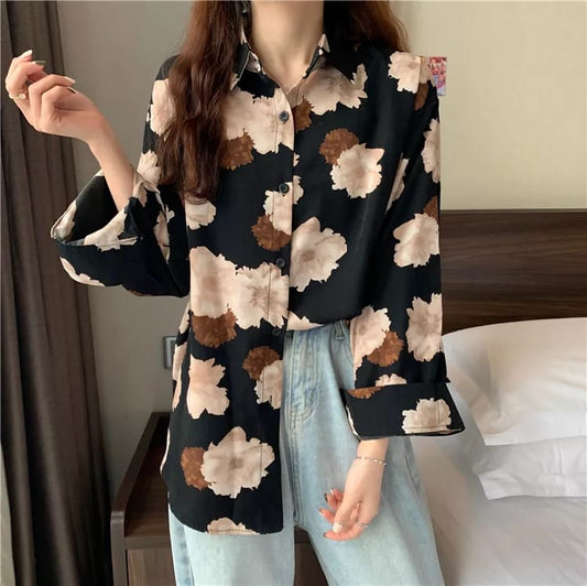 Cherry Blossom Formal Floral Shirt Black