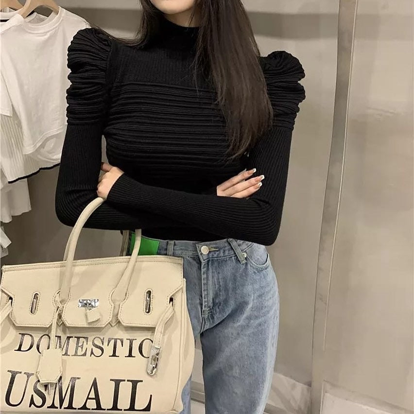 Kendal turtle neck top black