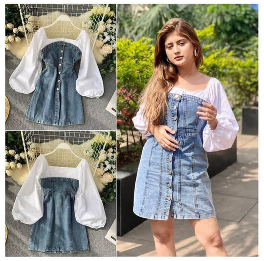 Michelle Denim Dress White