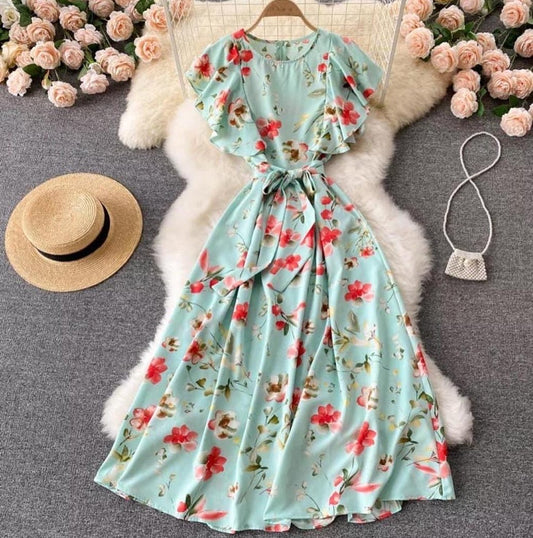 Rosetta floral dress turquoise