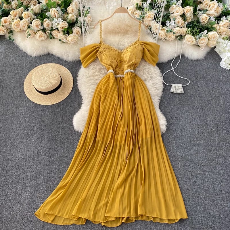 Rhapeal pelated dress yellow