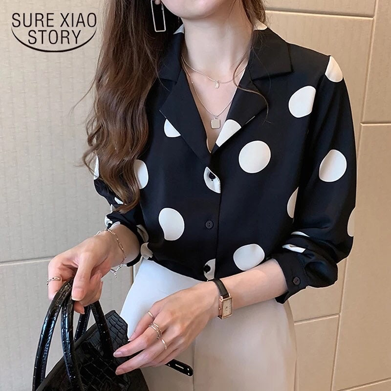 Polka dots shirt black