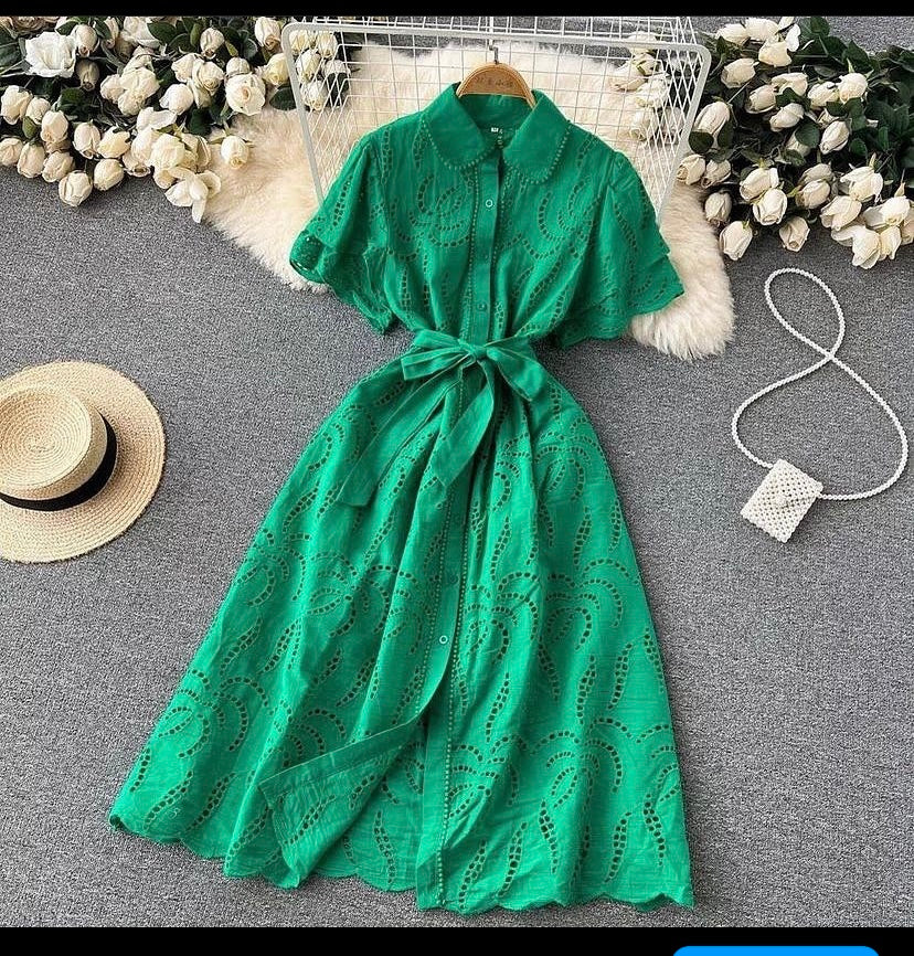 Tuscany summer cotton dress green