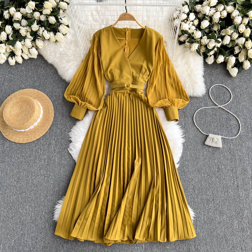 Peter full sleeve dress lemon