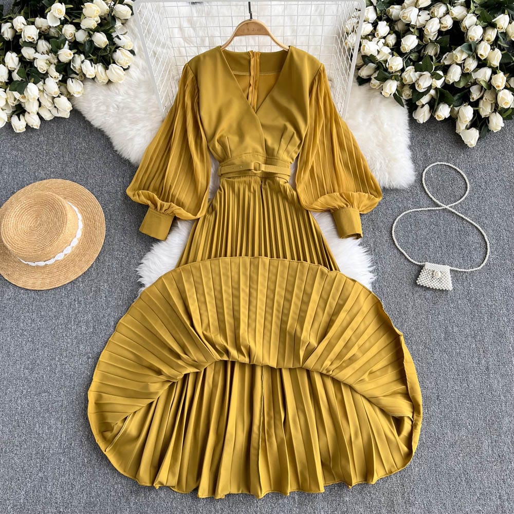 Peter full sleeve dress lemon