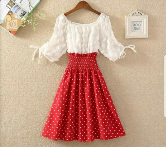 Senorita Pink Polka Dots Dress red