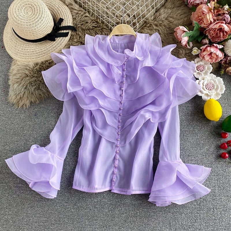 Hailey Ruffled Blouse -Lilac