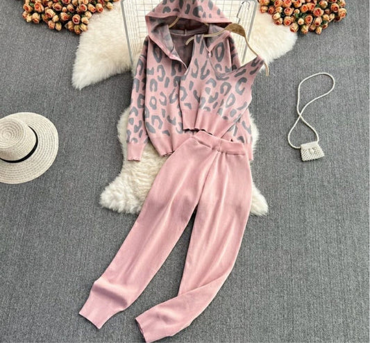 Leopard printed co ords set pink